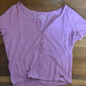 Hollister Women's Pink Button-Up Top